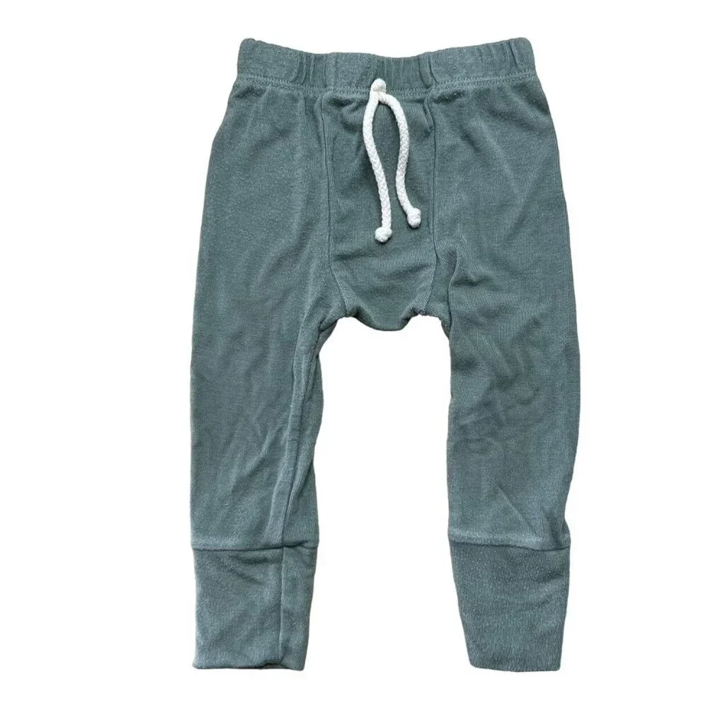 Childhoods 6-12m Green Rib Knit Night Set Pajamas